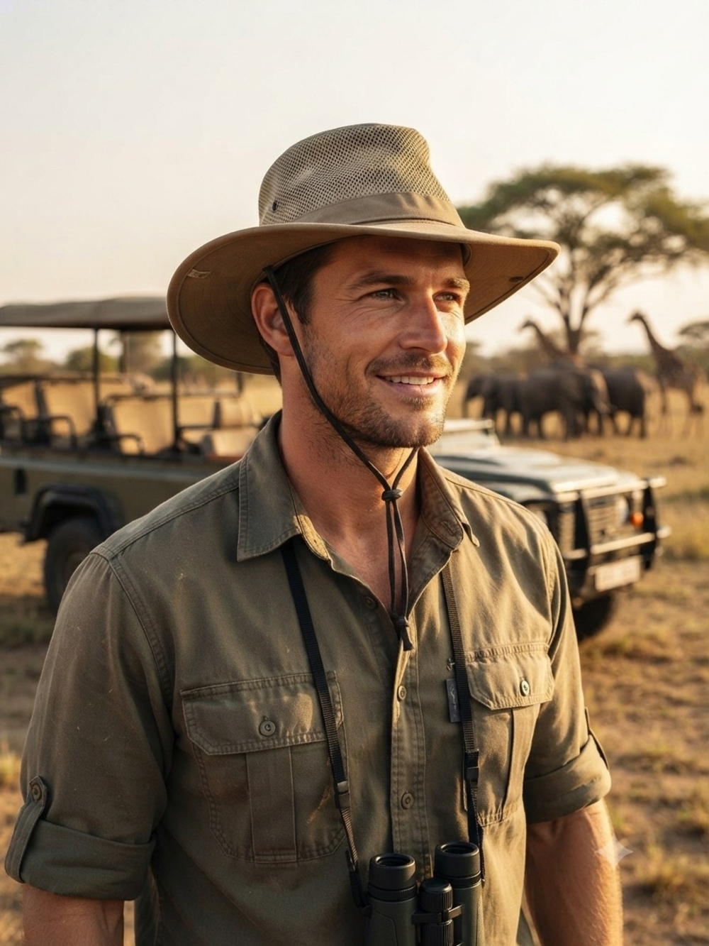 Men's Breathable Safari Hat - Tan